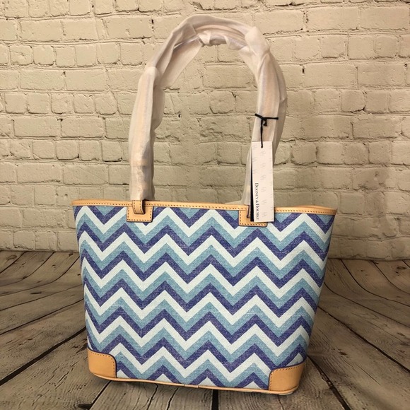 Dooney & Bourke Small Leisure Shopper Blue Chevron - Picture 4 of 16